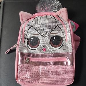 Lol Queen Kitty Pink Sequin Cat Backpack